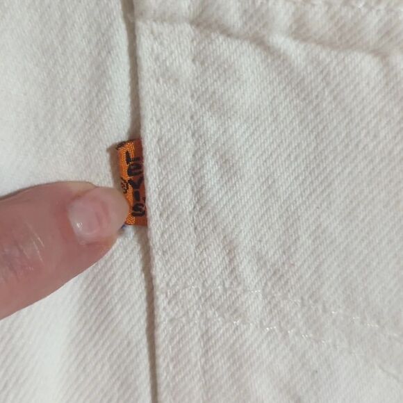 Vtg Levis Orange Tab White Denim Jeans Slim Fit Tapered Leg Sz 10 W28 L32 - Picture 6 of 11